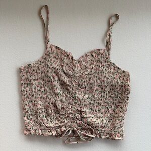 Zara Pink Floral Ruched Crop Top
